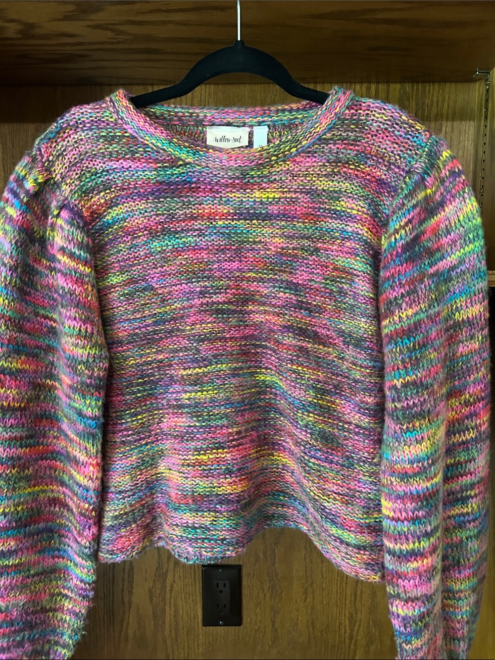 Multicolor Knit Crewneck Sweater - Pink Mix